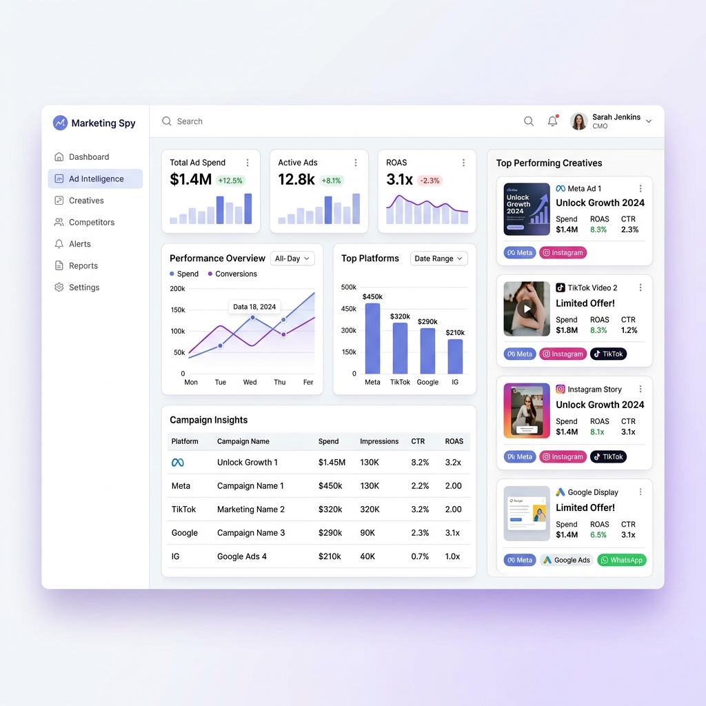 Marketing Spy Dashboard Intelligence
